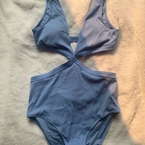 Women's Blue Cutout One-Piece Swimsuit